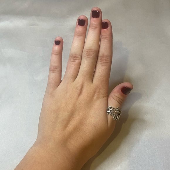 Spiritual Silver Boho Hand Ring Stackable Alternative Ring Goth Grunge Punk - Picture 5 of 9